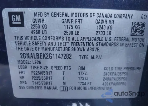 2016 Chevrolet Equinox Ls из США, поврежденный, VIN 2GNALBEK2G1147282